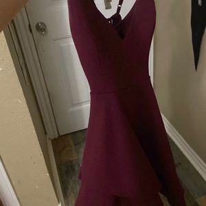 Maroon dress with a cross tie- zip up back